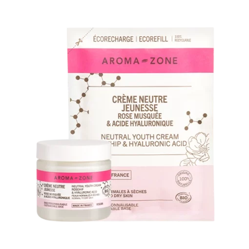 AROMA ZONE CRÈME NEUTRE JEUNESSE ROSE MUSQUEE & ACIDE HYALURONIQUE
