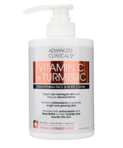 ADVANCED CLINICALS - VITAMIN C + TURMERIC BRIGHTENING FACE & BODY CREAM - CRÈME ÉCLAIRCISSANTE CORPS & MAINS A LA VITAMINE C + CURCUMA